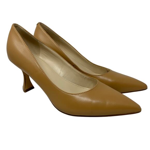Nine West Why Not Pointed Toe Pump Heels Womens Size 10 Tan Faux Leather - Picture 1 of 8